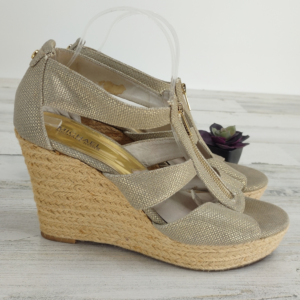 Michael Kors Gold/Tan Wedge Sandals